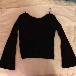 Black chenille twist back sweater